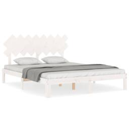 Berkfield Home Bed Frame with Headboard White 160x200 cm Solid Wood - thumbnail 1