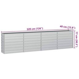 Berkfield Home Garden Raised Bed 320x40x77 cm Galvanized Steel Silver - Size: 320 x 40 x 77 cm - thumbnail 7