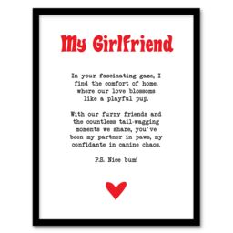 "Artery8 Love Poem Dog Lover Girlfriend Romantic Poetry Framed Art Print in White - Size: W12"" x H16""" - thumbnail 1