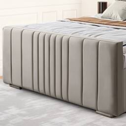 UK Bed Furniture Balmoral Wingback Upholstered Bed with 48 Inch Headboard Slatted Base in Light Brown - Size: Single - thumbnail 3