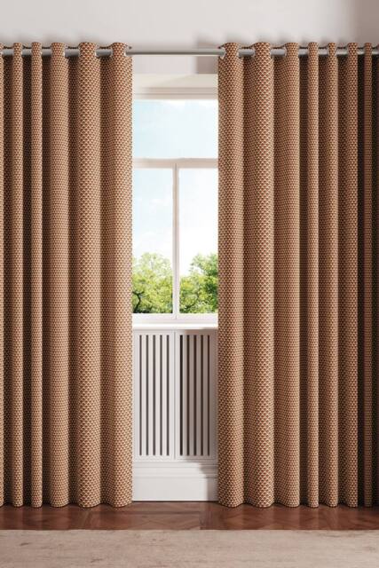 Ted Baker 'Palm Geo' Cotton Lined Curtains in Copper - Size: 228 cm width x 137 cm drop - image 1