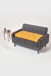 Homescapes Cotton 2 Seater Booster Cushion in Mustard - thumbnail 6
