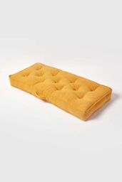 Homescapes Cotton 2 Seater Booster Cushion in Mustard - thumbnail 2