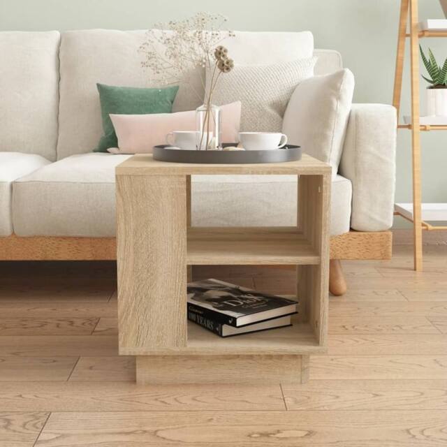 Berkfield Home Modern Coffee Table Sonoma Oak 40x40x43 cm Engineered Wood in Beige - Size: 40 x 40 x 43 cm - image 1