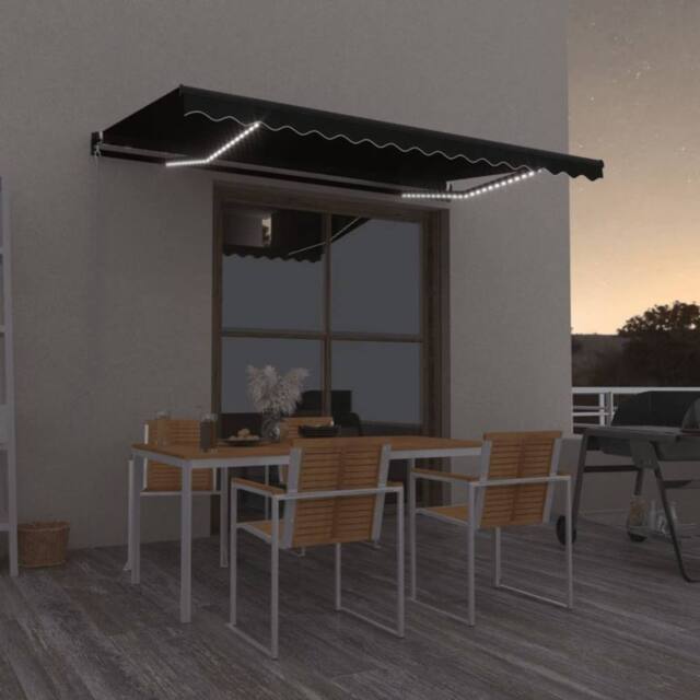 Berkfield Home Manual Retractable Awning with LED 450x350 cm Anthracite in Black - image 1
