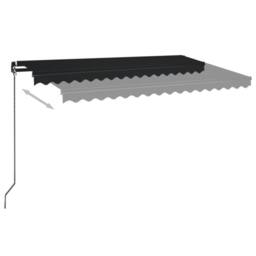 Berkfield Home Manual Retractable Awning with LED 450x350 cm Anthracite in Black - thumbnail 3