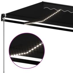 Berkfield Home Manual Retractable Awning with LED 450x350 cm Anthracite in Black - thumbnail 5