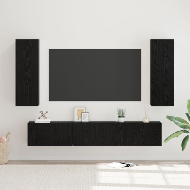 Berkfield Home TV Cabinet with Shelf 5 pcs Black oak Medium 30.5 x 30 x 90 cm - image 1