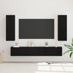 Berkfield Home TV Cabinet with Shelf 5 pcs Black oak Medium 30.5 x 30 x 90 cm - thumbnail 1