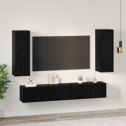 Berkfield Home TV Cabinet with Shelf 5 pcs Black oak Medium 30.5 x 30 x 90 cm - thumbnail 4