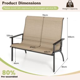 Gymax Outdoor Adirondack Chair 2-Person Patio Garden Bench With Armrests in Brown - thumbnail 3