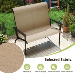 Gymax Outdoor Adirondack Chair 2-Person Patio Garden Bench With Armrests in Brown - thumbnail 6