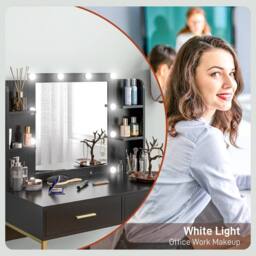 Wyld Haus Taso Kana Black Dressing Table & Stool Set with Illuminated Mirror - thumbnail 5
