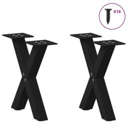 Berkfield Home Coffee Table Legs X-Shaped 2 pcs Black 30x(30-31) cm Steel - thumbnail 3