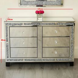 Interior Emporium Ltd Valencia Mirrored Chest of 6 Drawers - Pre-Assembled - Plain in Grey - thumbnail 3
