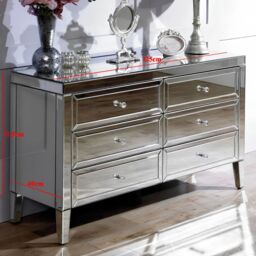 Interior Emporium Ltd Valencia Mirrored Chest of 6 Drawers - Pre-Assembled - Plain in Grey - thumbnail 2
