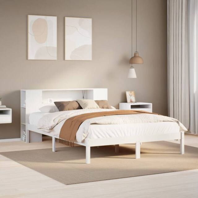 Berkfield Home Bookcase Bed without Mattress White 140x200 cm Solid Wood Pine - image 1