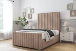 "Sloomy Madison Naples Frame-Mattress - 50"" Upholstered Headboard in Light Brown - Size: Super King" - thumbnail 2