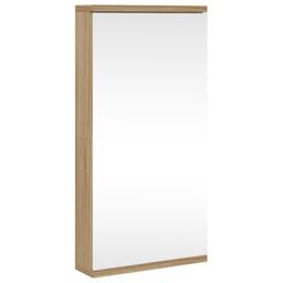 Berkfield Home Corner Bathroom Mirror Cabinet Oak 30x24x60 cm in Brown - Size: 30 x 24 x 60 cm - thumbnail 2