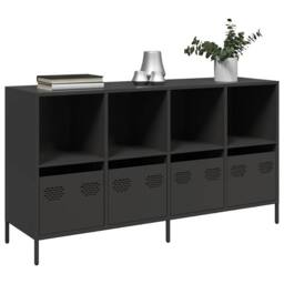 Berkfield Home Sideboard Black 135x39x73.5 cm Cold-rolled Steel - thumbnail 2