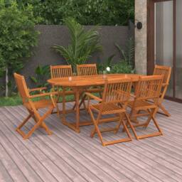 Berkfield Home 7 Piece Garden Dining Set Solid Acacia Wood in Brown