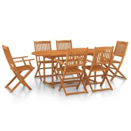 Berkfield Home 7 Piece Garden Dining Set Solid Acacia Wood in Brown - thumbnail 2