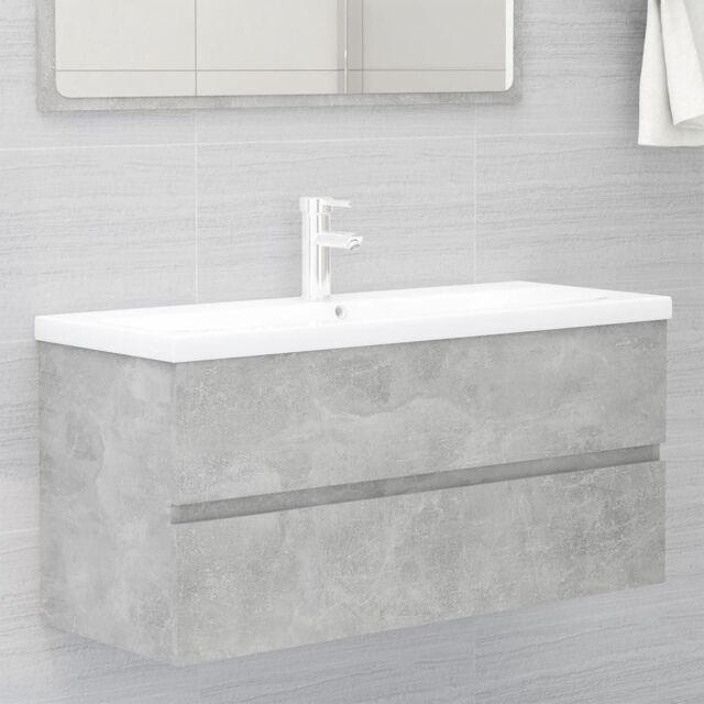 Berkfield Home Sink Cabinet with Built-in Basin Concrete Grey Engineered Wood - image 1