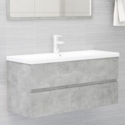 Berkfield Home Sink Cabinet with Built-in Basin Concrete Grey Engineered Wood - thumbnail 1