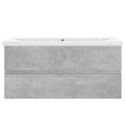Berkfield Home Sink Cabinet with Built-in Basin Concrete Grey Engineered Wood - thumbnail 5