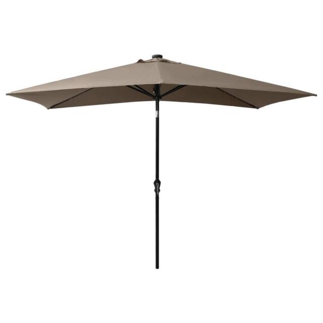Berkfield Home Parasol with LEDs & Steel Pole Taupe 2x3 m - image 1