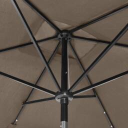 Berkfield Home Parasol with LEDs & Steel Pole Taupe 2x3 m - thumbnail 9