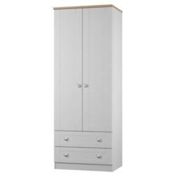 Ready Assembled 2 U Cumbria Tall 2 Drawer Double Wardrobe (Ready Assembled) in Mid Grey - Size: Large - thumbnail 4