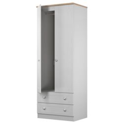 Ready Assembled 2 U Cumbria Tall 2 Drawer Double Wardrobe (Ready Assembled) in Mid Grey - Size: Large - thumbnail 6