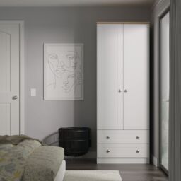Ready Assembled 2 U Cumbria Tall 2 Drawer Double Wardrobe (Ready Assembled) in Mid Grey - Size: Large - thumbnail 1