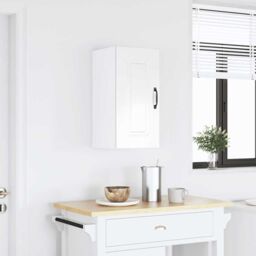 Berkfield Home Kitchen Wall Cabinet Kalmar High Gloss White Engineered Wood - thumbnail 1