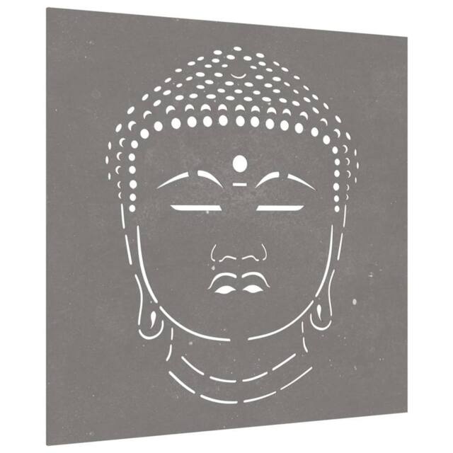 Berkfield Home Garden Wall Decoration 55x55 cm Corten Steel Buddha Head Design in Brown - image 1