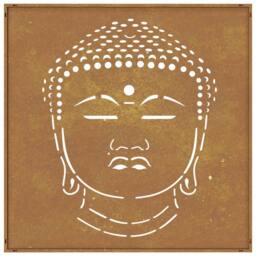Berkfield Home Garden Wall Decoration 55x55 cm Corten Steel Buddha Head Design in Brown - thumbnail 5