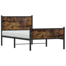 Berkfield Home Metal Bed Frame without Mattress Smoked Oak 100x190 cm in Brown - thumbnail 4