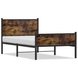 Berkfield Home Metal Bed Frame without Mattress Smoked Oak 100x190 cm in Brown - thumbnail 2