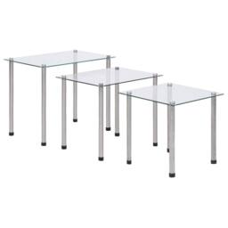 Berkfield Home Nesting Tables 3 pcs Transparent Tempered Glass in Clear