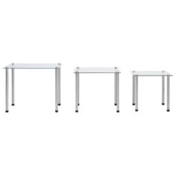 Berkfield Home Nesting Tables 3 pcs Transparent Tempered Glass in Clear - thumbnail 2