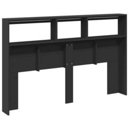 Berkfield Home Headboard Cabinet with LED Black 160x17x102 cm - Size: 160 x 17 x 102 cm - thumbnail 8