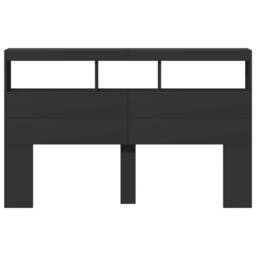 Berkfield Home Headboard Cabinet with LED Black 160x17x102 cm - Size: 160 x 17 x 102 cm - thumbnail 6