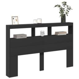 Berkfield Home Headboard Cabinet with LED Black 160x17x102 cm - Size: 160 x 17 x 102 cm - thumbnail 5