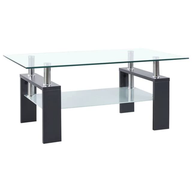 Berkfield Home Coffee Table Grey & Transparent 95x55x40 cm Tempered Glass - Size: 95 x 55 x 40 cm - image 1