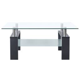 Berkfield Home Coffee Table Grey & Transparent 95x55x40 cm Tempered Glass - Size: 95 x 55 x 40 cm - thumbnail 2