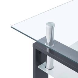 Berkfield Home Coffee Table Grey & Transparent 95x55x40 cm Tempered Glass - Size: 95 x 55 x 40 cm - thumbnail 4