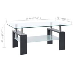 Berkfield Home Coffee Table Grey & Transparent 95x55x40 cm Tempered Glass - Size: 95 x 55 x 40 cm - thumbnail 6