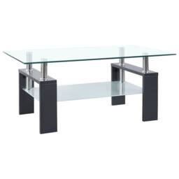 Berkfield Home Coffee Table Grey & Transparent 95x55x40 cm Tempered Glass - Size: 95 x 55 x 40 cm - thumbnail 1