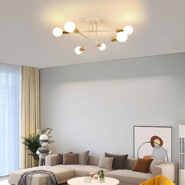 Pheashine White Gold 52cm 6-Light Molecular Chandelier Aluminum E27 Contemporary - image 1